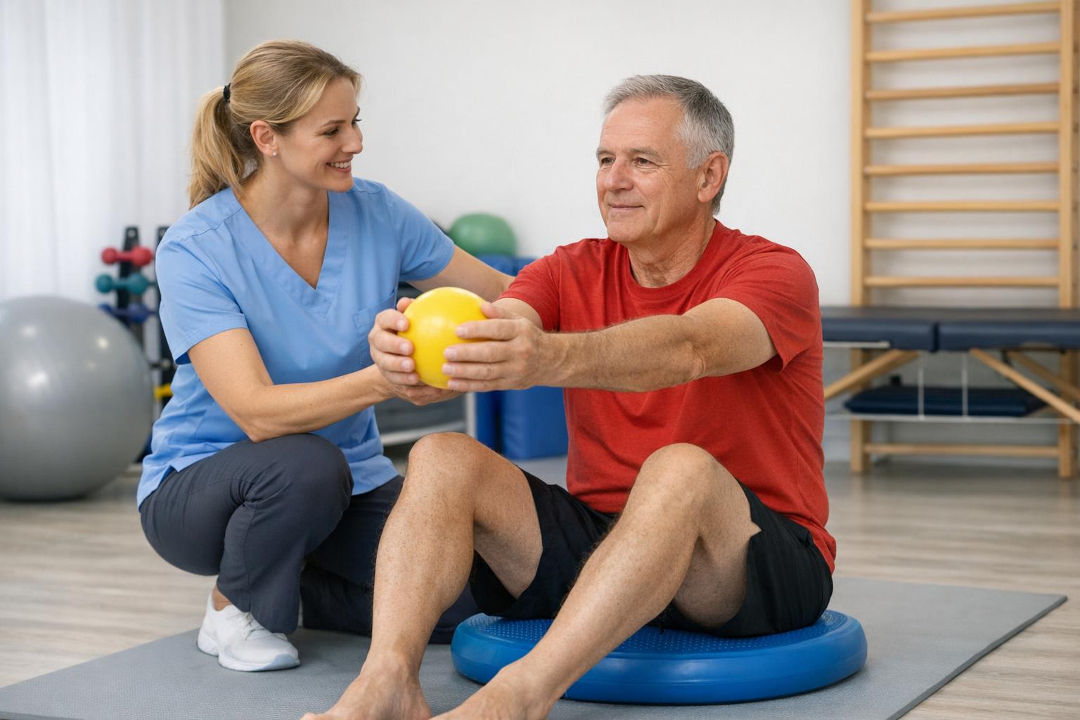 Pacjent podczas ćwiczeń terapeutycznych — indywidualne podejście